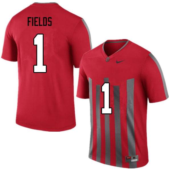 Ohio State Buckeyes Men's Justin Fields #1 Red Authentic Nike Throwback College NCAA Stitched Football Jersey RZ19B73NR